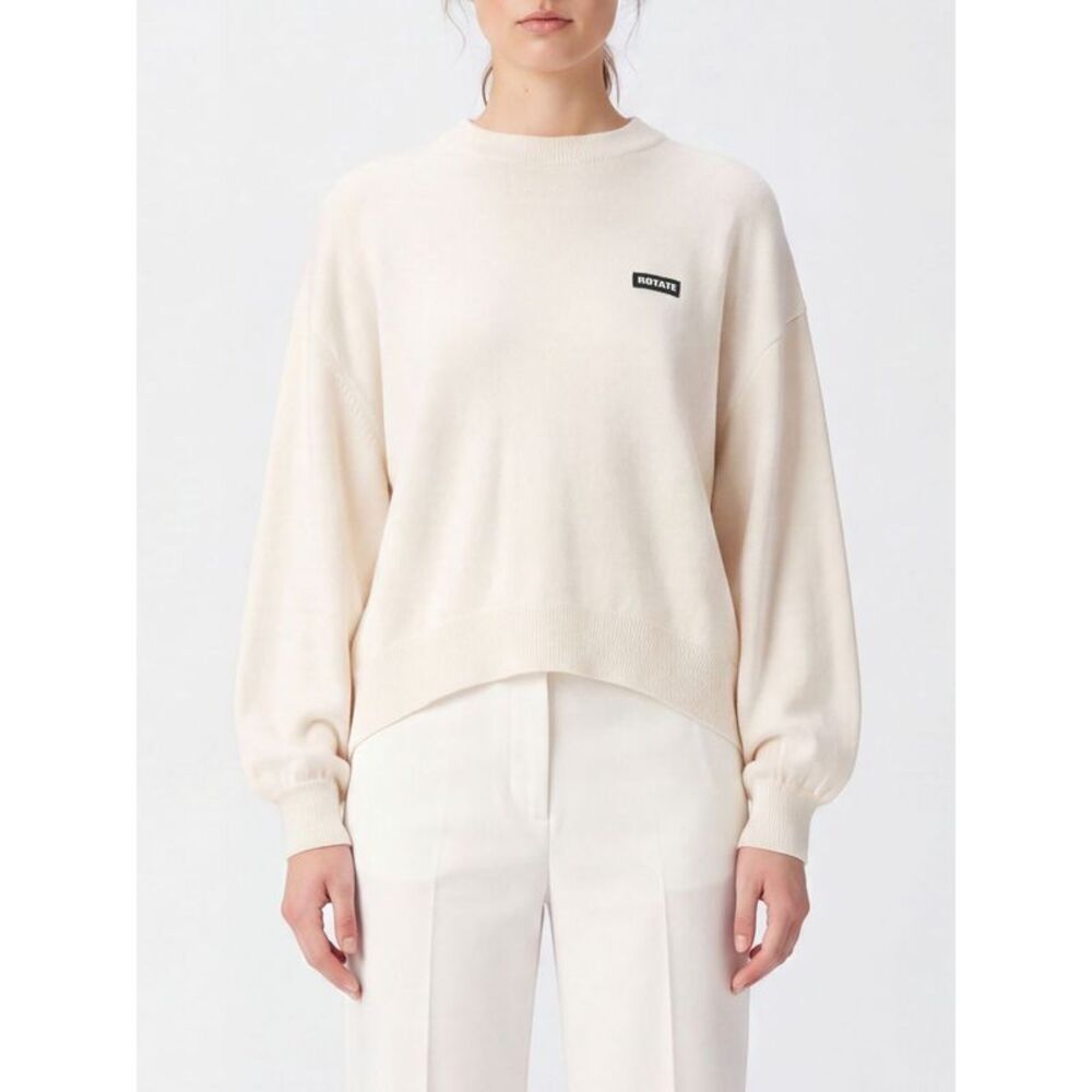 Rotate Women Rotate Wool And Cashmere Blend Crewneck Jumper With Contrast Logo